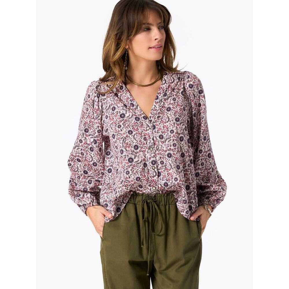 Xirena Sadie Ivory Blossom Pink Floral Cotton Top Small